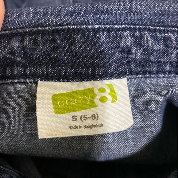 Crazy 8 Girl’s Ling Sleeve Pleated Shoulder Denim Jean Shirt - Picture 4 of 5